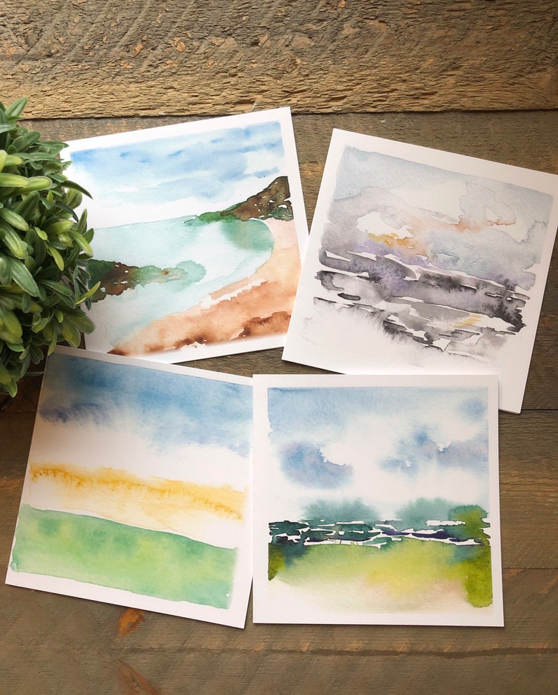 Abstract Landscape III Notecards Watercolor Cards Art Cards Set of Four Bild 1