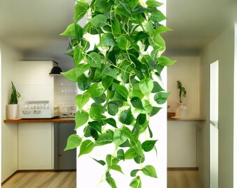 Plantas de hiedra artificiales de 5 ramas de 105 cm: plantas colgantes de plástico sarmasicas verdes para colgar en la pared para decoración de bodas en el jardín del hogar