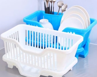 Dish Drying Rack Kitchen Utensils Drainer Rack with Drain Board Countertop Dinnerware Plates Bowls Chopsticks Spoons Organizer