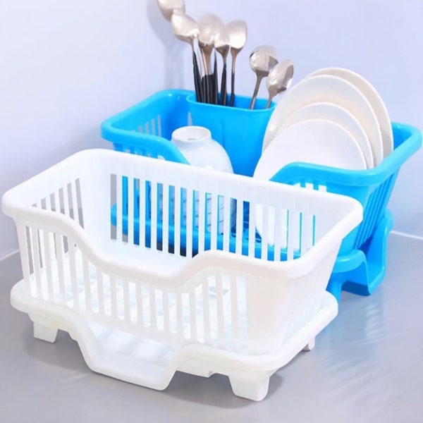 Dish Drying Rack Kitchen Utensils Drainer Rack with Drain Board Countertop Dinnerware Plates Bowls Chopsticks Spoons Organizer