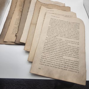 Páginas de libro teñidas con café - Juego de 7