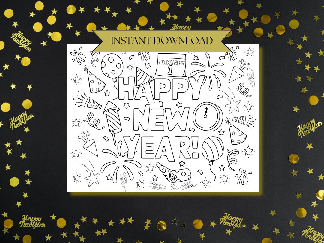 2025 New Years Coloring Page Print and Color New Year Coloring Page New