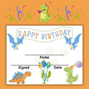 Happy Birthday Certificate | Dinosaur Printable Certificate  | Great for Teachers and Students |  Great for Gifts
