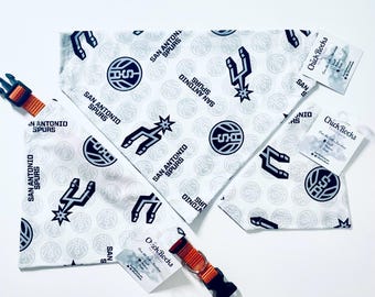 San Antonio Spurs Dog Bandana in White: Over Collar Pet Scarf