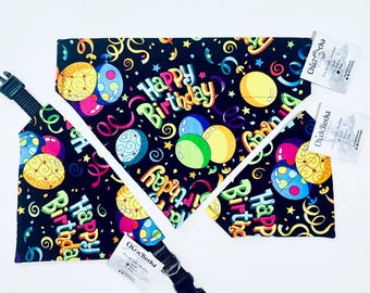 Pet Bandana - Happy Birthday on Black