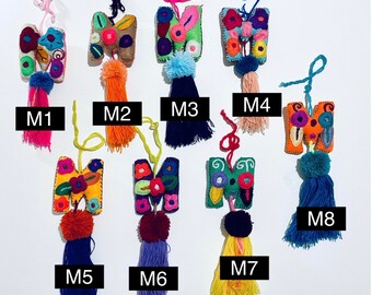 M & N - Alphabet Letter Pom Pom, Handmade Ornaments, Mexican Ornaments, Embroidered, Tassels