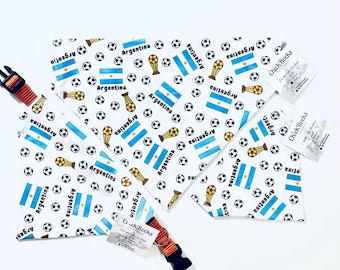Argentina World Cup Dog Bandana: Over Collar Pet Scarf, Handmade Cotton