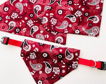 Texas A & M - Aggies Pat#2 / Dog Bandana / Over the Collar Cat Bandanna / Pet Bandana / Slip-on / Pet Scarf / Dog Capes