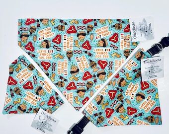 Pet Bandana - Are You Gonna Eat That? Steak, Hamburger, BBQ, and Bacon on Blue