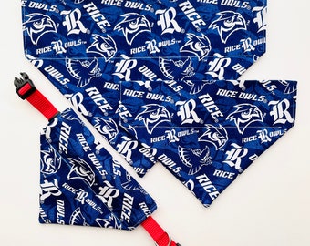 Rice University Owls Dog Bandana: Over Collar Pet Scarf