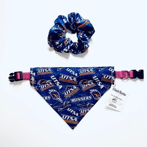 UTSA - University Texas San Antonio Pat#2 / Dog Bandana / Over the Collar Bandanna / Slip-on / Pet Scarf / Dog Capes / Bow / Flower Bow