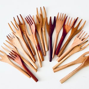 Mexican mini Forks, Wooden Forks, Oaxaca, Charcuterie Utensils image 1