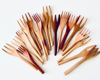 Mexican mini Forks, Wooden Forks, Oaxaca, Charcuterie Utensils