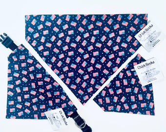Pet Bandana - U.S.A. Flags on Blue