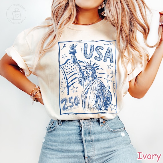 Comfort Colors® Statue of Liberty Shirt, USA 250 Vintage America Tee, 4th of July Shirt, Retro Patriotic Graphic Tee 250th Anniversary Shirt