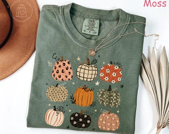 Comfort Colors® Boho Pumpkin Shirt, Cute Fall Pumpkin Shirt, Cottagecore Autumn Shirt, Thanksgiving Shirt, Retro Pumpkin Season Tee