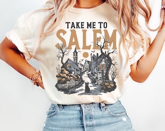 Comfort Colors® Take Me To Salem Shirt, Vintage Halloween Shirt, Salem Witch Shirt, Salem Massachusetts, Halloween Graphic Tee, Witchy Fall