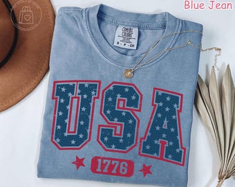 Comfort Colors® Vintage USA Shirt, 4th of July Shirt,  Retro American Flag Tee, Patriotic Shirt, Independence Day Tee, USA 1776 T-Shirt