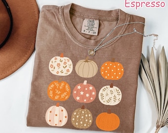Comfort Colors® Boho Pumpkin Shirt, Fall Pumpkin T-Shirt, Autumn Pumpkins Shirt, Cute Pumpkin Season Shirt, Pumpkin Patch Shirt for Women