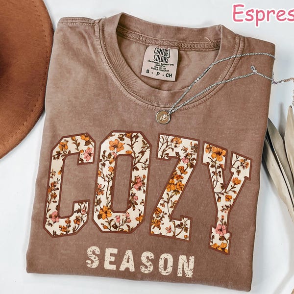 Comfort Colors® Cozy Season Shirt, Fall Season Shirt, Autumn Shirt, Boho Floral Fall T-Shirt, Women's Fall Graphic Tee, Cozy Fall Shirt