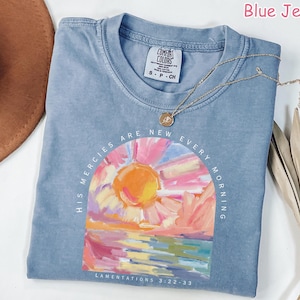 Camiseta cristiana Comfort Colors® Sus misericordias son nuevas cada mañana Camiseta con versículo bíblico Regalo para mujeres religiosas Camiseta de fe Regalos cristianos Camiseta de Jesús
