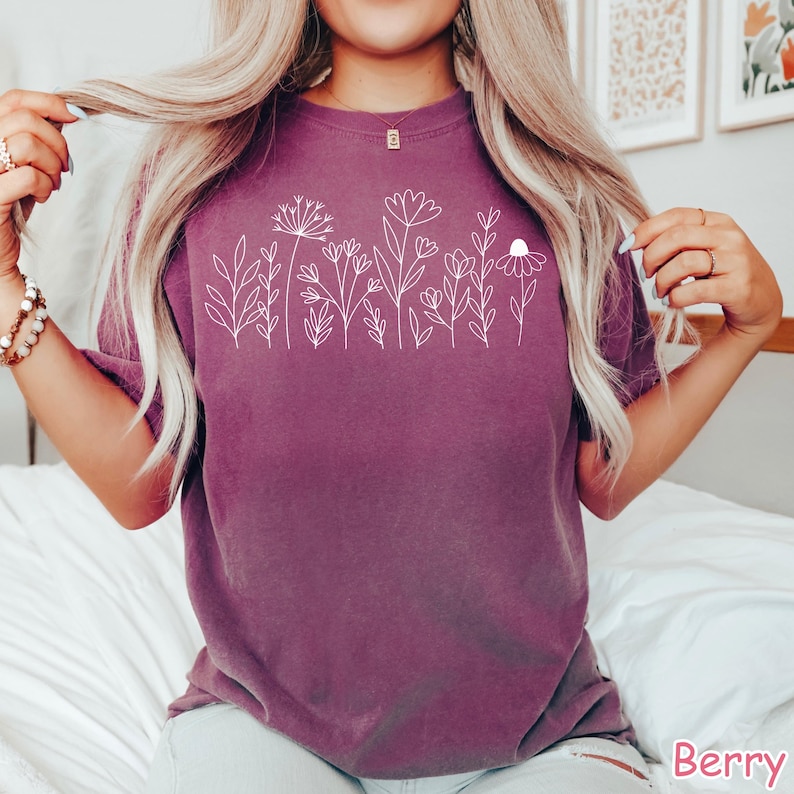 Comfort Colors® Wildflower Shirt, Floral Cottagecore Shirt, Botanical Graphic Tee, Womens Flower Shirt, Nature Shirt, Wild Flower Tee image 5