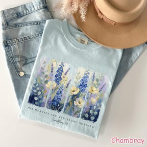 Comfort Colors® Floral Christian Shirt, His Mercies Are New Every Morning Bible Verse Shirt, Religious Women Gift, Faith Tee Jesus Apparel Bild 5