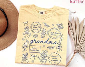 Comfort Colors® Floral Grandma Shirt, Mothers Day Gift for Grandmother, Cute Grandma Tee
