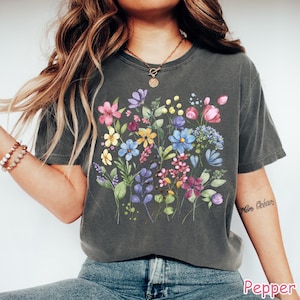 Floral Cottagecore Shirt Wildflower Shirt Botanical Flower Shirt Nature Shirt Vintage Pressed Flowers Shirt Garden Lover Gift Women Shirts