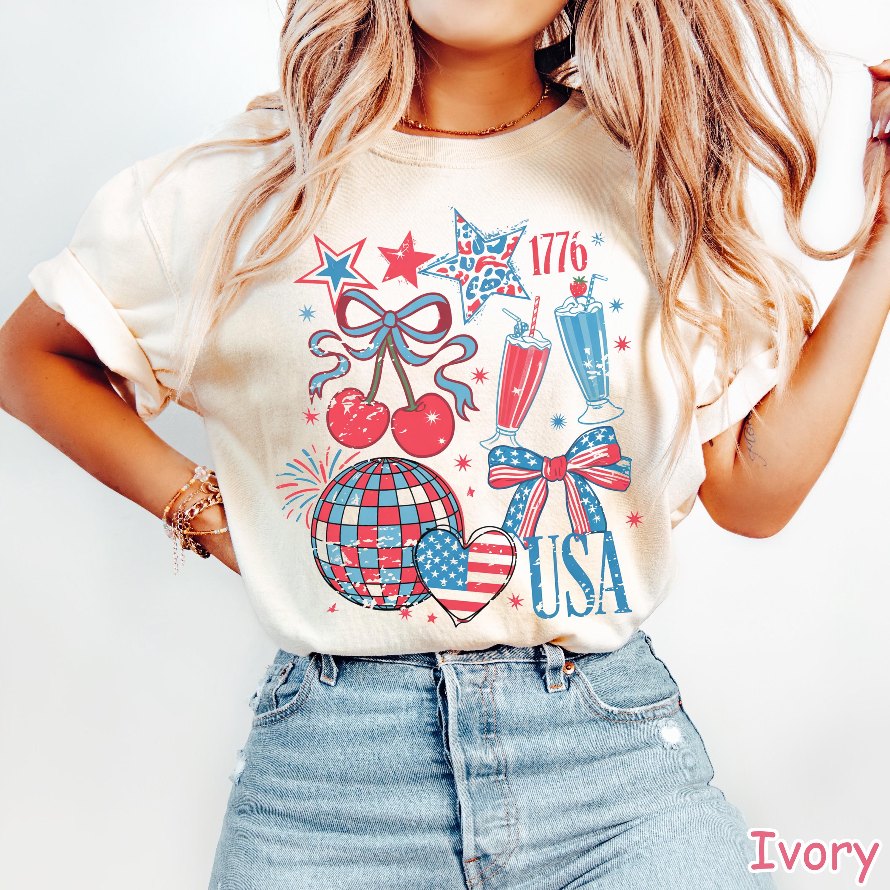 Comfort Colors Floral American Flag Shirt, 4th of July Shirt, Patriotic Shirt, Independence Day Shirt, Floral American Flag Shirt, USA Tee- HHT351