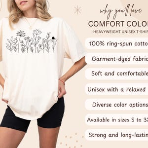 Comfort Colors® Wildflower Shirt, Floral Cottagecore Shirt, Botanical Graphic Tee, Womens Flower Shirt, Nature Shirt, Wild Flower Tee image 2