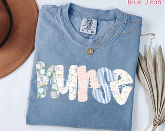 Comfort Colors® Floral Nurse Shirt, Coquette Bow Nursing Shirt, RN Shirt, Nurse Appreciation Gift, Gift for Nurse, Registered Nurse Tee