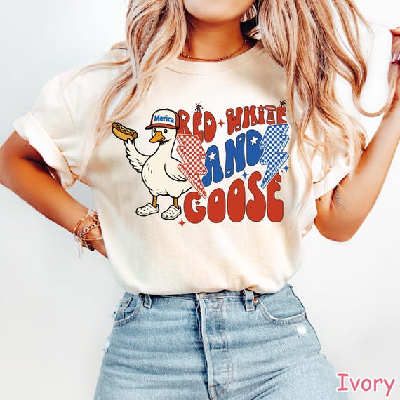 Comfort Colors® Red White And Goose Shirt, Funny 4th of July Shirt, Goose America Shirt, Funny USA Shirt, Women's Patriotic Shirt