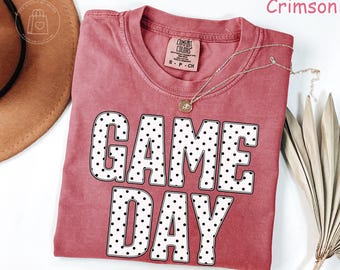 Comfort Colors® Game Day Shirt, Polka Dot Football Game Day T-Shirt, Retro Football Season Tee, Trendy Football Mom Shirt, Tailgate Outfit