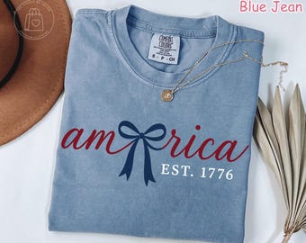 Comfort Colors® America 1776 Shirt Coquette Bow America Shirt 4th Of July Shirt Retro USA Shirt Coquette American Girl Shirt Patriotic Tee