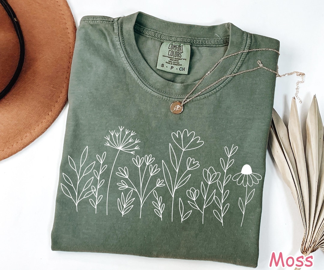 Comfort Colors® Wildflower Shirt, Floral Cottagecore Shirt, Botanical ...