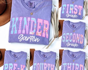 Comfort Colors® Teacher Grade Level Shirt, Faux Patchwork Back to School Teacher Team Shirts,  Matching Teacher Shirts, Teacher Squad Tees
