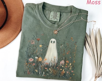Comfort Colors® Vintage Floral Ghost Shirt, Ghost in Wildflowers Shirt, Cute Ghost Halloween Shirt, Spooky Floral Fall Shirt, Halloween Gift