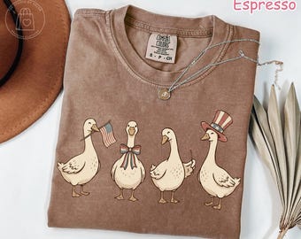 Comfort Colors® Patriotic Goose Shirt, Funny 4th Of July Shirt, American Goose T-Shirt, USA Flag Shirt, Vintage Summer Goose Tee