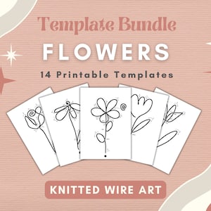 Floral Knitted Wire Art Template Floral Bending Guide Garden Printable Pattern Spring Knitted Rope Tricotin Flower Shape  Bundle DIY Spring