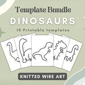 Dinosaurs Knitted Wire Art Template Dino Wire Bending Template for Knitted Wire Template Dinosaur Shape Decor DIY Kids Room Wall Art Animal
