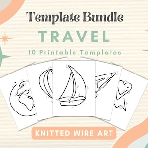 Travel Knitted Wire Art Template Airplane Shape Template for Bending Wire Art Holiday DIY Tricotin Figure Pattern Printable Wire Stencil