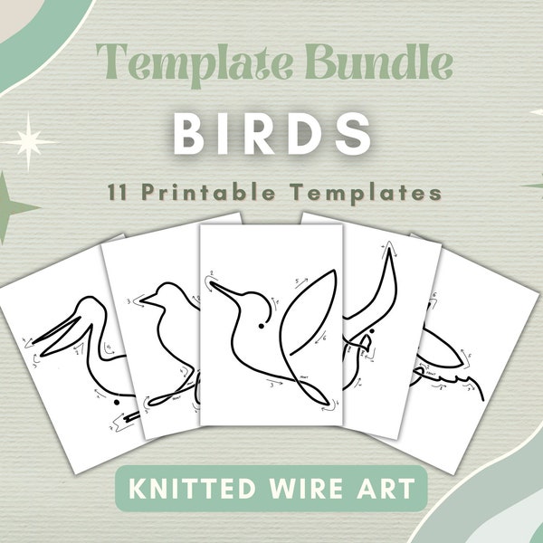 Bird Knitted Wire Template Knit Birds Motif Figure Pattern for Wire Art Template Bird Shape Decor Baby Room DIY Kit Tricotin Bird Pattern