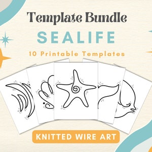 Sealife Knitted Wire Templates Animal Art Coastal Decor DIY Bending Wire Guide Fish Decor French Knitting Pattern Animal Shape Tricotin Rope