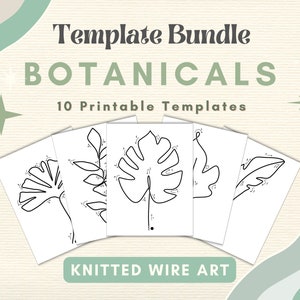 Botanical Knitted Wire Art Template Floral Bending Guide Wire Floral Bouquet Printable Pattern Spring Plants  Knitted Rope Tricotin Flower