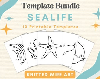 Sealife Knitted Wire Templates Animal Art Coastal Decor DIY Bending Wire Guide Fish Decor French Knitting Pattern Animal Shape Tricotin Rope