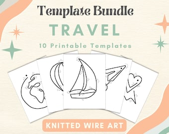 Travel Knitted Wire Art Template Airplane Shape Template for Bending Wire Art Holiday DIY Tricotin Figure Pattern Printable Wire Stencil