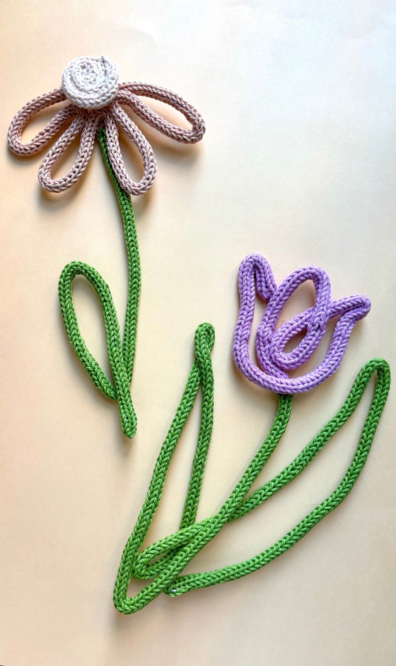 Floral Knitted Wire Art Template Floral Bending Guide Garden Printable Pattern Spring Knitted Rope Tricotin Flower Shape  Bundle DIY Spring