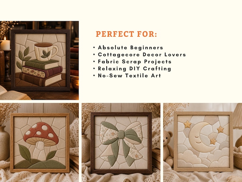 10 Beginner Kinusaiga Patterns Bundle PDF | No Sew Fabric Art Templates | Easy Japanese Foam Craft Designs | Cottagecore DIY
