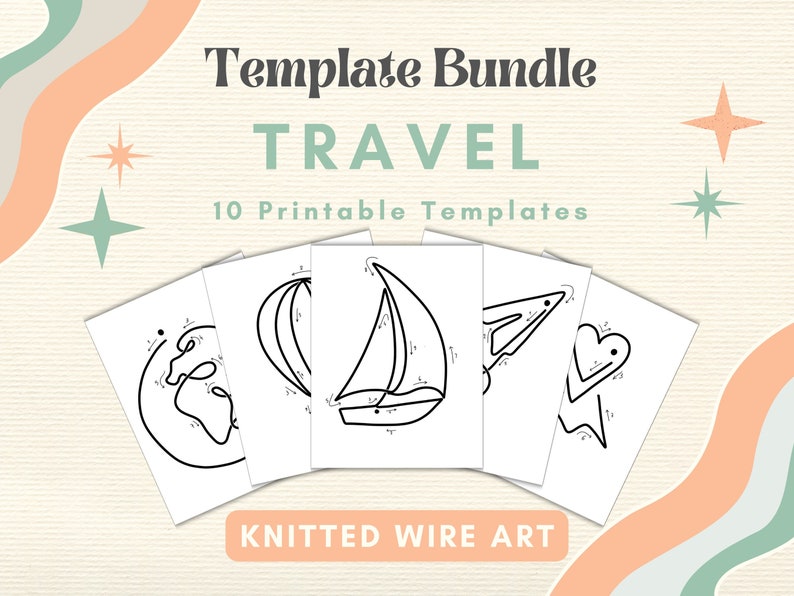 Travel Knitted Wire Art Template Airplane Shape Template for Bending Wire Art Holiday DIY Tricotin Figure Pattern Printable Wire Stencil